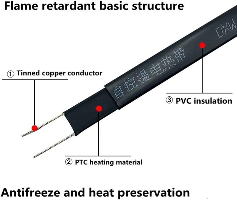 Nob.Yi DC 12V~14V Heat Cable Car Truck Use Water Pipe Heater For RV Anti-Freeze Self-regulating Pipe Heat Cable (32.8ft) - Image 2